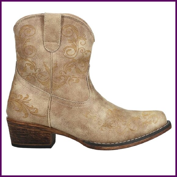 Women's Size 11 B Ankle Boots Faux Leather Western Pull On Zip Casual